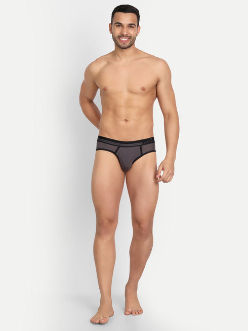 Men's Micro Modal Briefs with Piping Midnight Grey